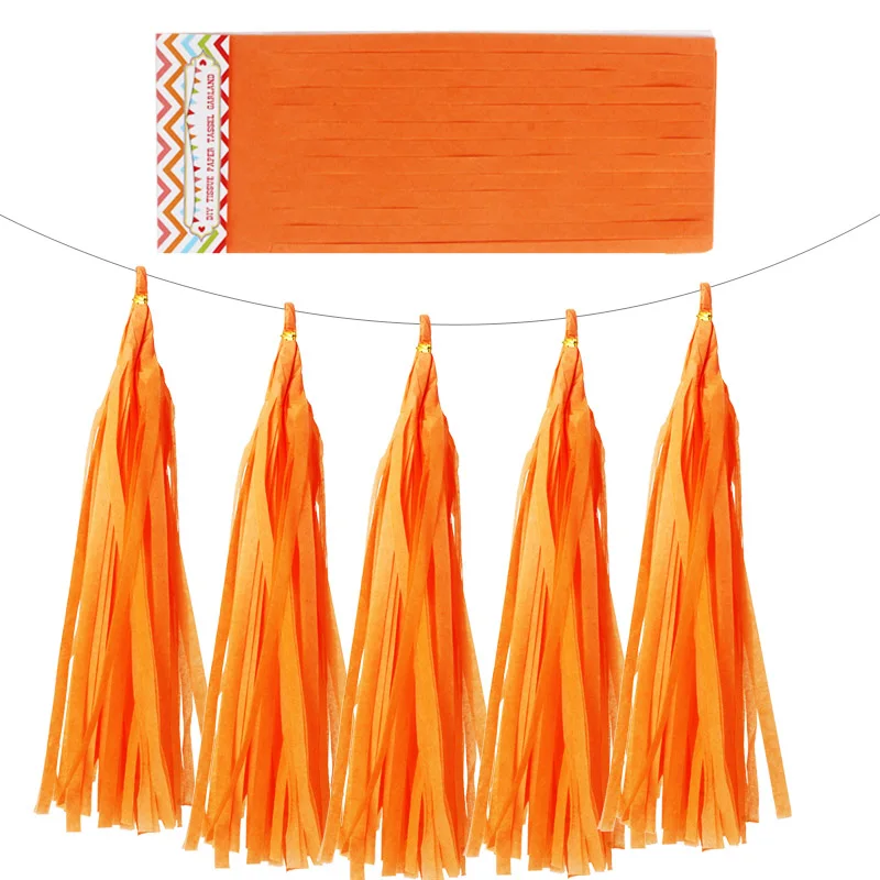 Orange 25 шт./лот = 5 сумки 14 ''тонкая глянцевая бумага Фольга лента-гирлянда из белого золота 22 Цвета на свадьбу, день рождения, детский душ вечерние украшения - Цвет: Orange