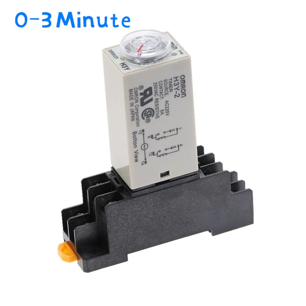 1pcs H3Y-2 Delay Timer Time Relay AC220V 110V/DC12V 24V 0 - 3 Minute with Base 5A | Обустройство дома