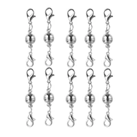 10pcs stainless steel locking magnetic jewelry round clasp closures bracelet extender for diy bracelet necklace jewelry making
