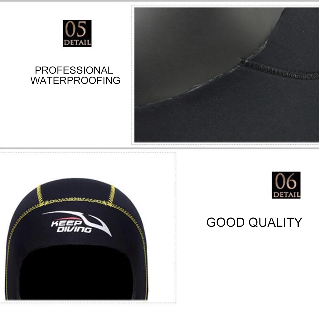 Термальный подводный гидрокостюм капюшон 3 мм Неопреновая шапка для серфинга