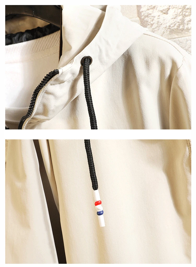 

M-8XL Large Size Men's Jacket Hooded Long Sleeve Solid Zipper Breathable Washable Casual Sports Male Coat