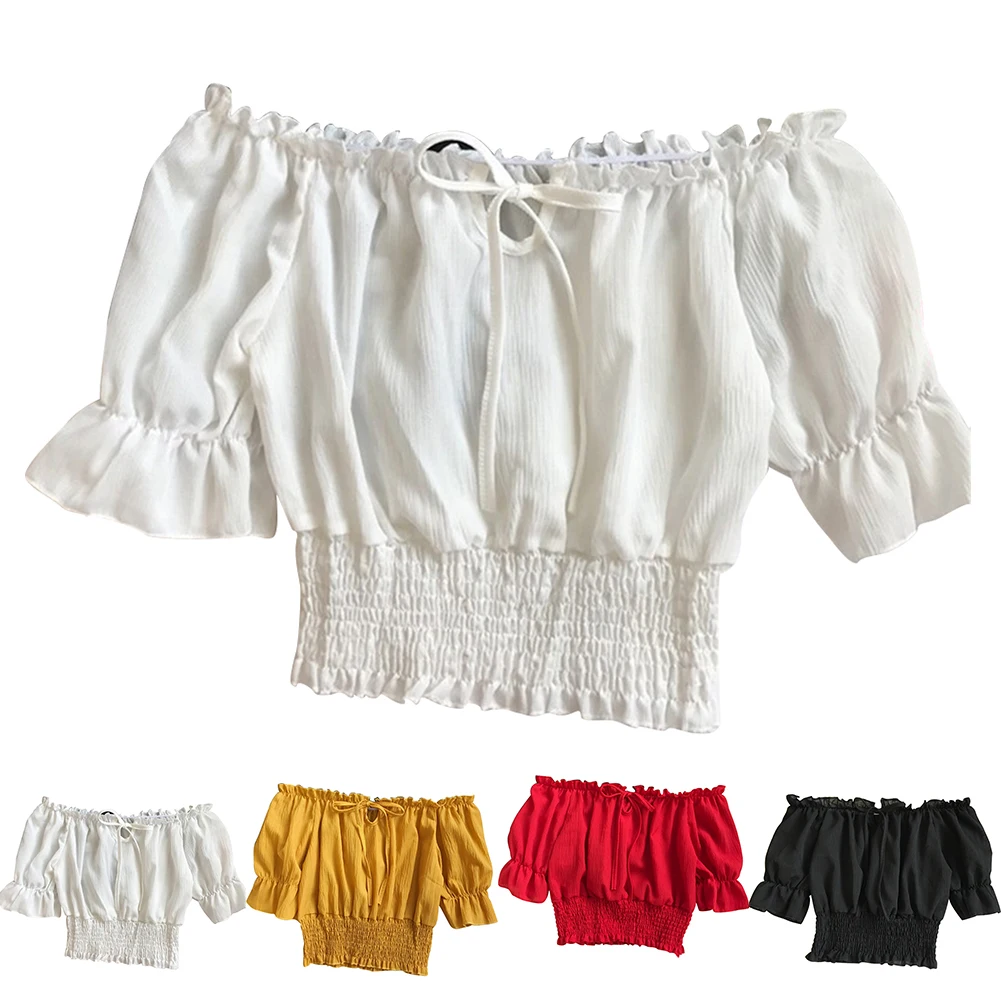 Summer Lantern Sleeve Strapless Women Crop Top Girls Off Shoulder Club Tank Pullover #734 | Женская одежда