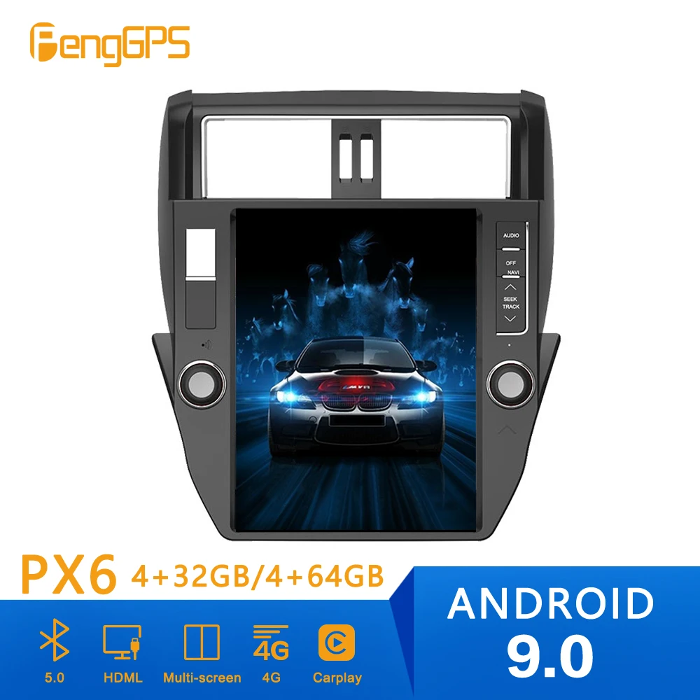 Автомобильный GPS-навигатор в стиле Tesla Android 9 0 PX6 4 Гб ОЗУ для TOYOTA Land Cruiser Prado 150 2010-20013