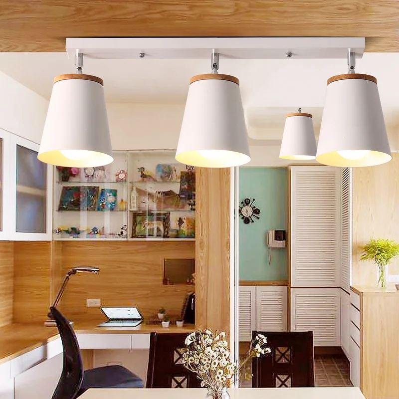 Скандинавские вращающиеся деревянные потолочные светильники регулируемые