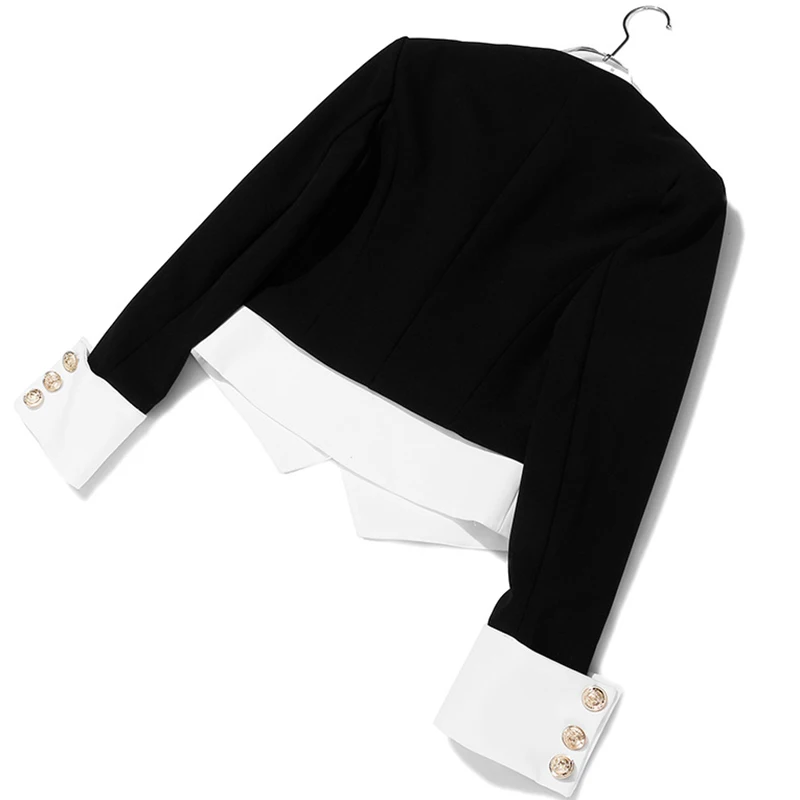 Women Blazer Colorblock False Two Piece Spring Autumn Coat | Женская одежда