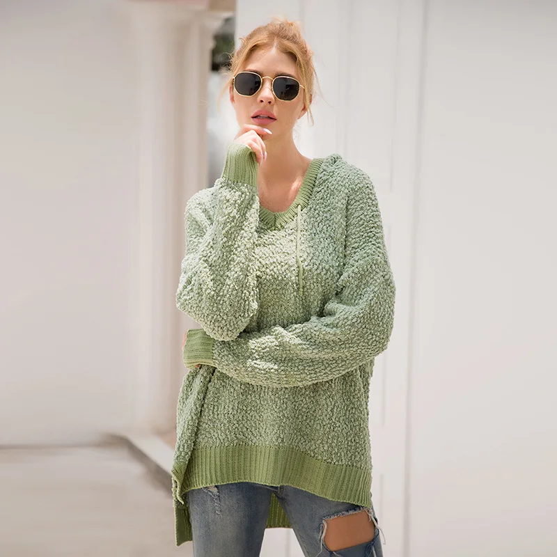 Fitshinling женский свитер с капюшоном зима 2019 вязаный нерегулярный тонкий длинный