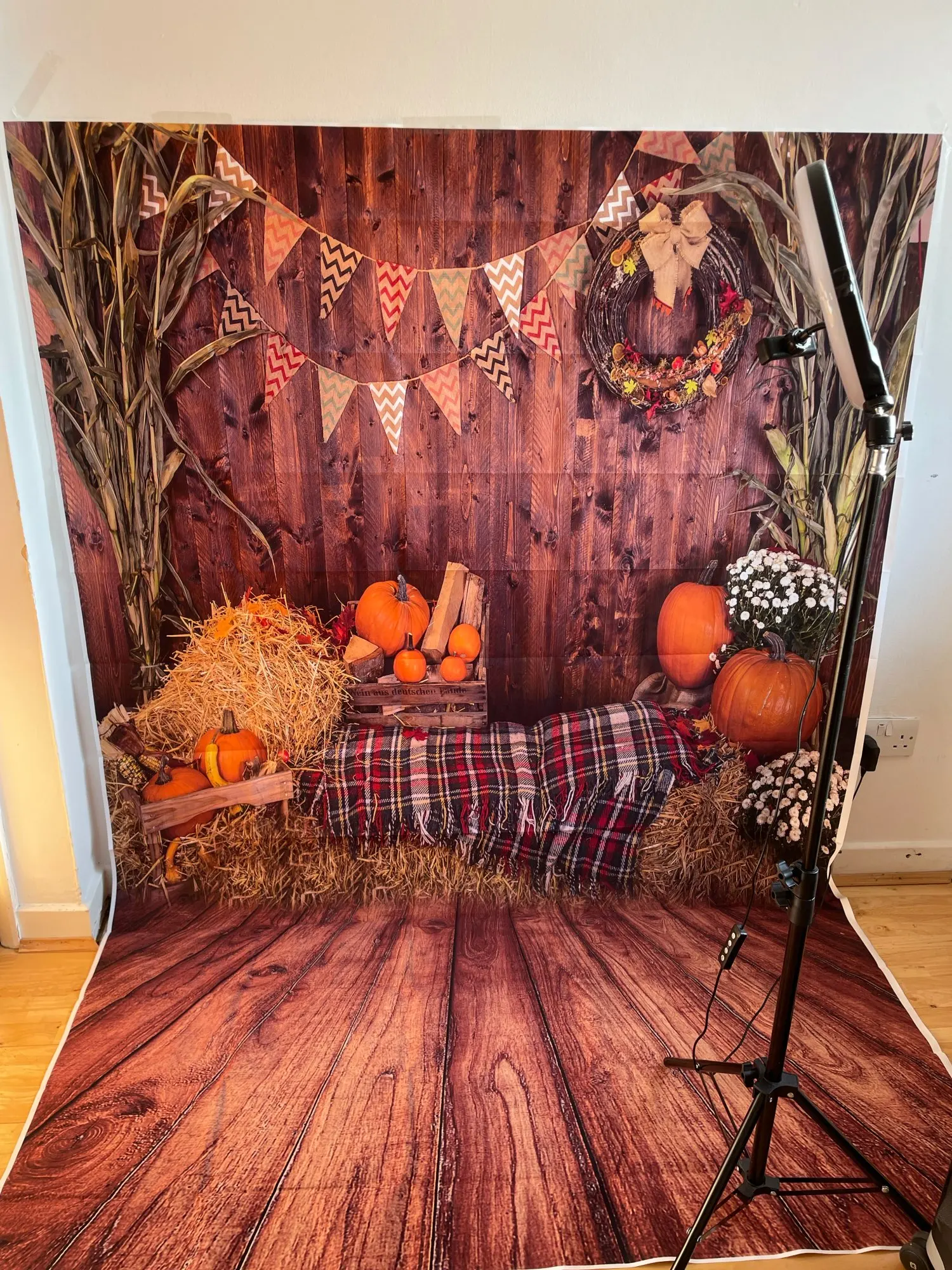 Фон для фотосъемки новорожденных Осенняя ферма Тыква сарай склад сено День