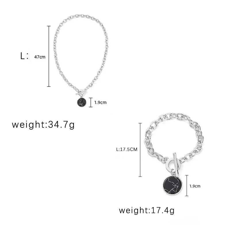 

Minimalist Casual Neck Chain Necklaces for Women Round Marble Pendants Hiphop Female Fashion Jewelry Necklace Naszyjnik