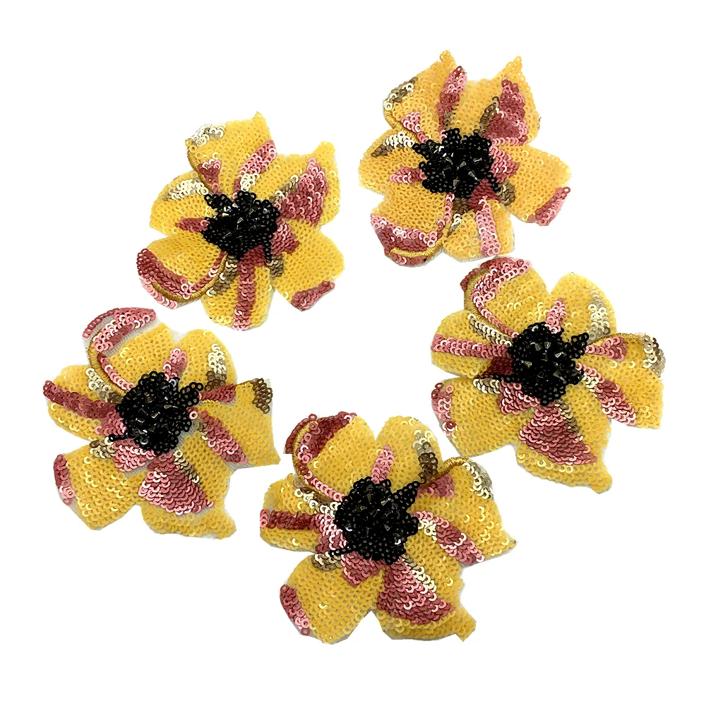

10pc Flower Sequin Patch Beaded Applique Flowers Appliques 3d Embroidered Sew On Patches For Clothing Parches Ropa AC1542