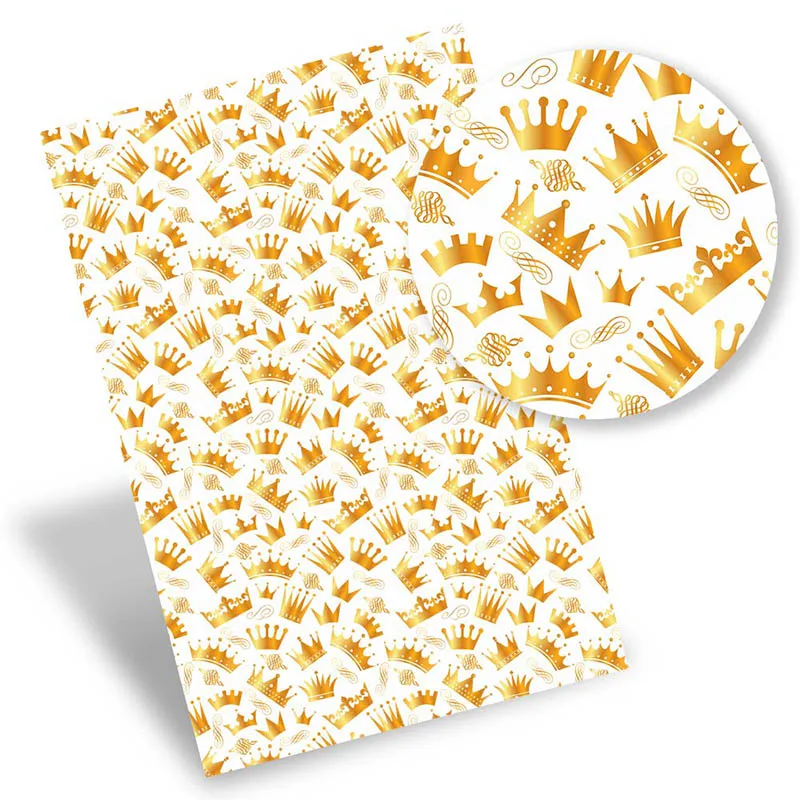 

Faux Leather Sheet Princess Crown Mirror Synthetic Leather Printed Vinyl Fabric DIY Handbag Bow Making Supplies 22*30cm/Pc 0.8mm