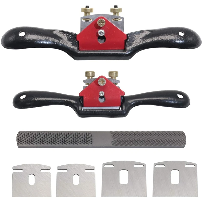 

2Pcs 9inch 10inch Adjustable Spokeshave,with Blades and 4Way Rasp File,Manual Planer with Flat Base,for Planing Trimming