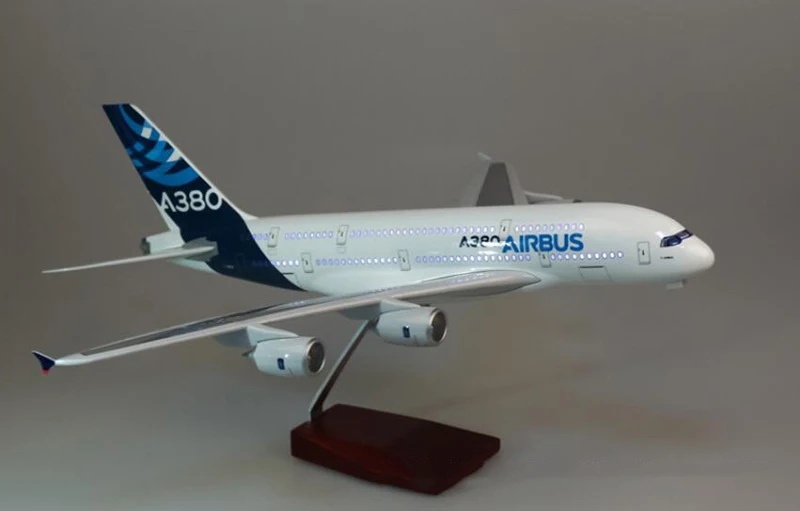 Коллекция 1/160 литой пластиковый самолет из смолы 50,5 см Airbus A380 прототип самолета с светильник и колесами