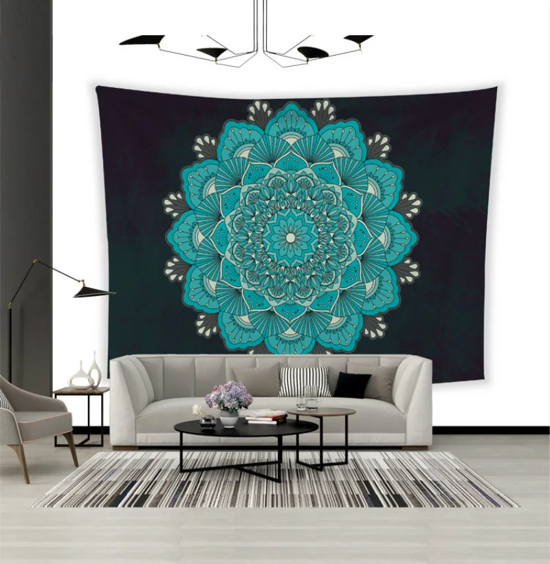 

Mandala Tapestry Wall Hanging Decor Wall Cloth Tapestries Psychedelic Hippie Night Moon Tapestry Mandala Wall Carpet withlights