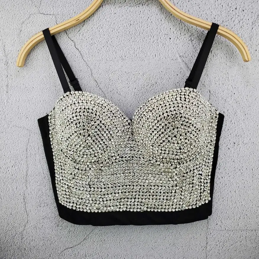 Великолепные Стразы Бисер бюстье жемчуг алмаз культур топы пуш ап для ночного