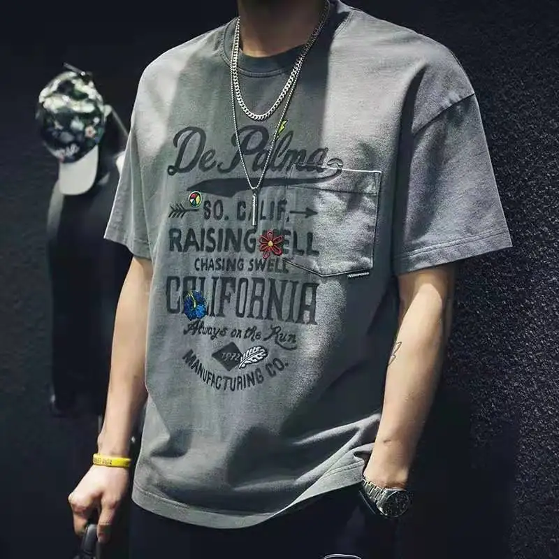 

Summer round neck short sleeve men's oversized top fat men's T-shirt