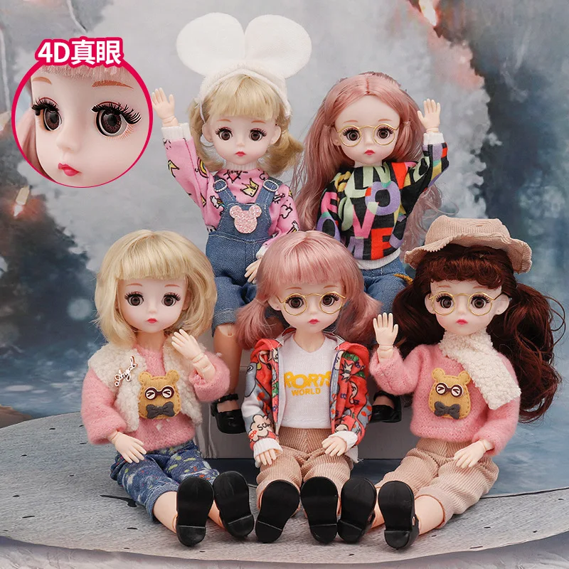 

New Blink 30cm Cute Baby Princess Change 4D Real Eye 23 Joints 6mm Girl Toy Birthday Gift
