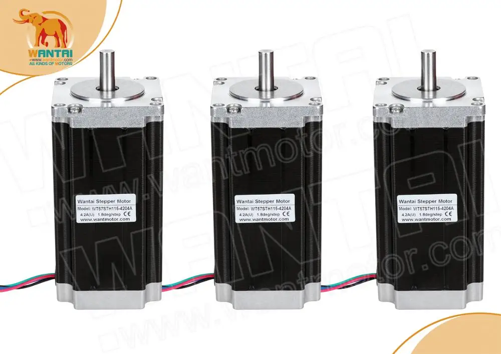 3 шт. Nema 23 шаговый двигатель 425oz in 4.2A 2 фаза 1 8 градусов WT57STH115 4204A CNC лазерной