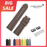 carlywet 22 24mm top luxury watch band for panerai luminor pure brown waterproof silicone rubber replacement watchbands strap