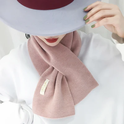 pink Luna& Dolphin, женский шерстяной зимний шарф, круглый шарф, ярлык, Теплый Шерстяной палантин, Пашмина, 70x18 см, мягкий маленький женский шарф - Цвет: pink