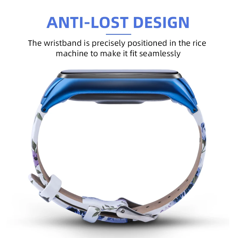 Printed leather Strap For XiaoMi Mi Band 3 6 5 4 Colorful flowers PU Leather Wristband For Mi Band 4 5 6 Replace bracelet Strap