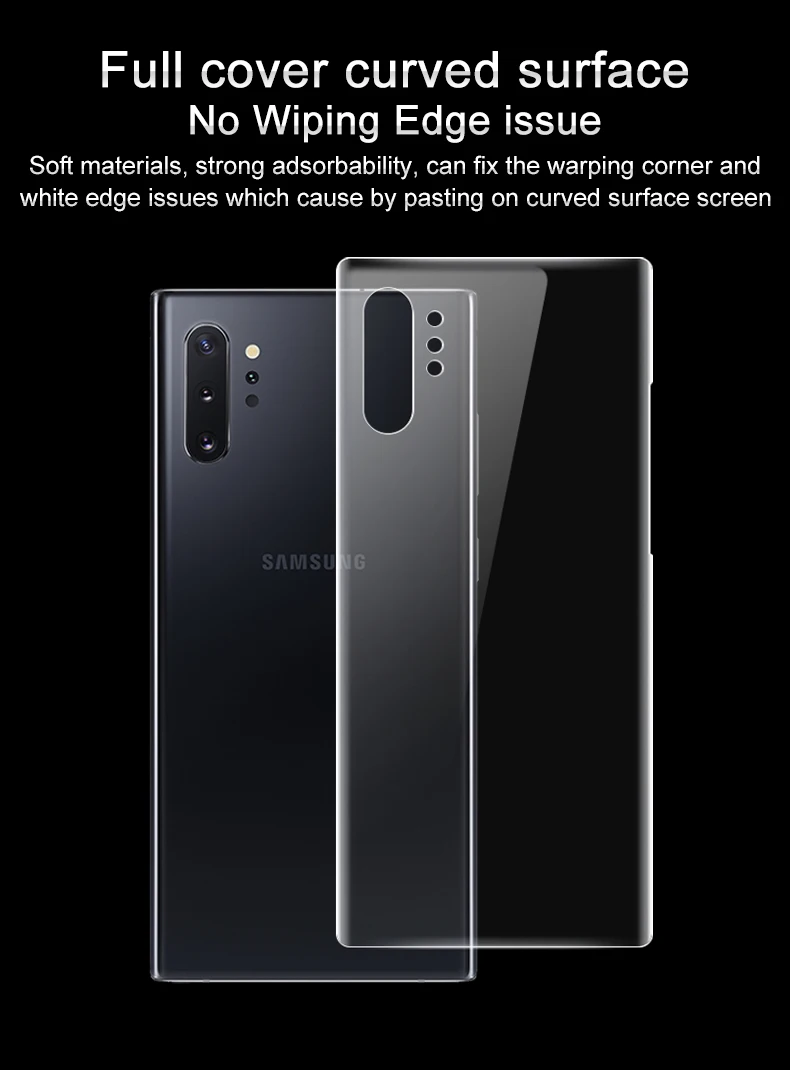 Imak гидрогель пленка для samsung Galaxy Note 10 плюс сзади спереди Экран защитный прозрачный Олеофобное