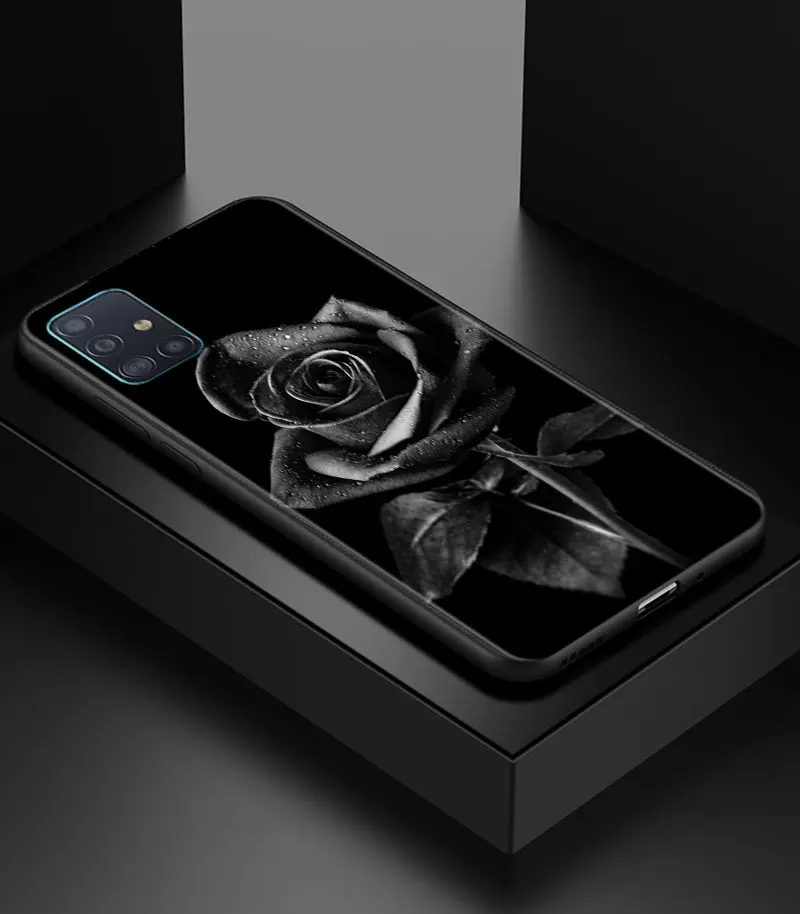 

Fashion Red Roses Phone Case for Samsung Galaxy A51 A71 A21s A50 A31 A10 A20e A30 A41 A70 A40 A11 A20s Black Shell Cover