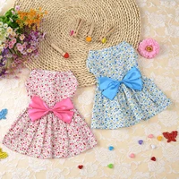 summer floral bow dog dress pet wedding dresses for chihuahua pug yorkie clothing puppy cat products dog clothes for small dogs