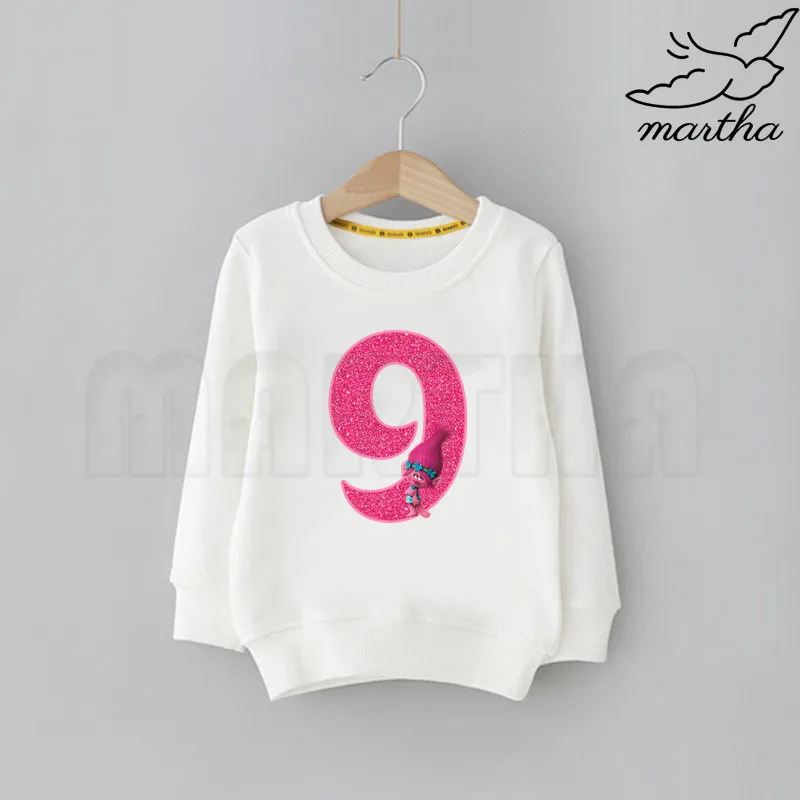 Детские свитшоты с рисунком троллей и цифрами на день рождения детские толстовки