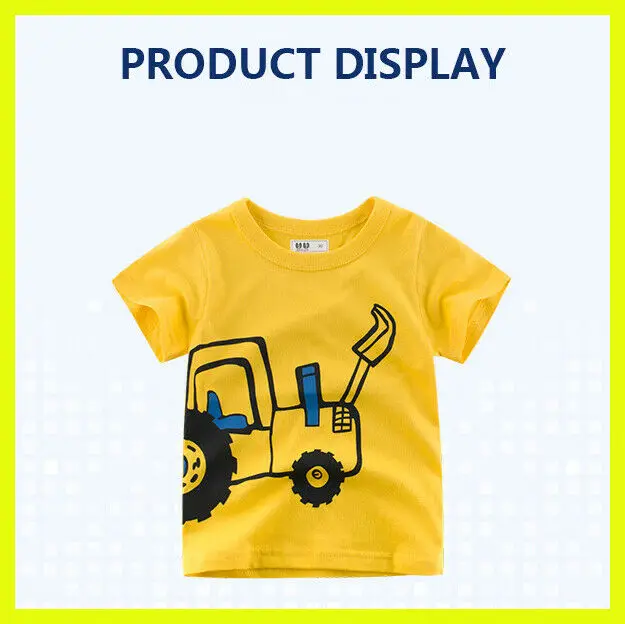 

Для маленьких мальчиков, летний топ, футболка с короткими рукавами с рисунком, милые экскаватор узор, модная сумка в руку, топ От 1 до 10 лет