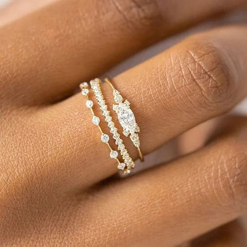 New INS Gold Color Noble Trend Dainty Rings For Women Entry Lux Zircon Midi Finger Rings For Girl Anniversary Jewelry KAR229