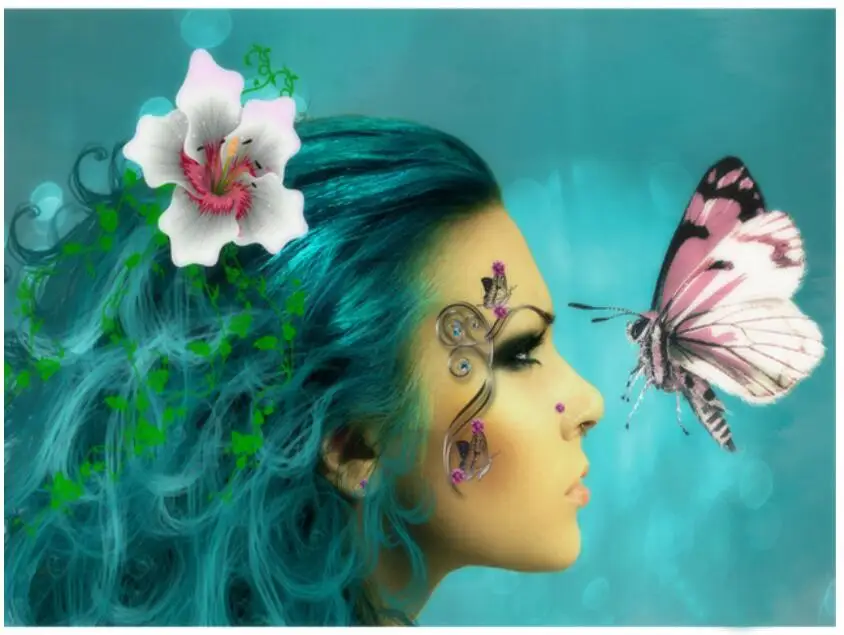 Портрет Алмазная Вышивка картина женщина Бабочка Мозаика стразы наклейка