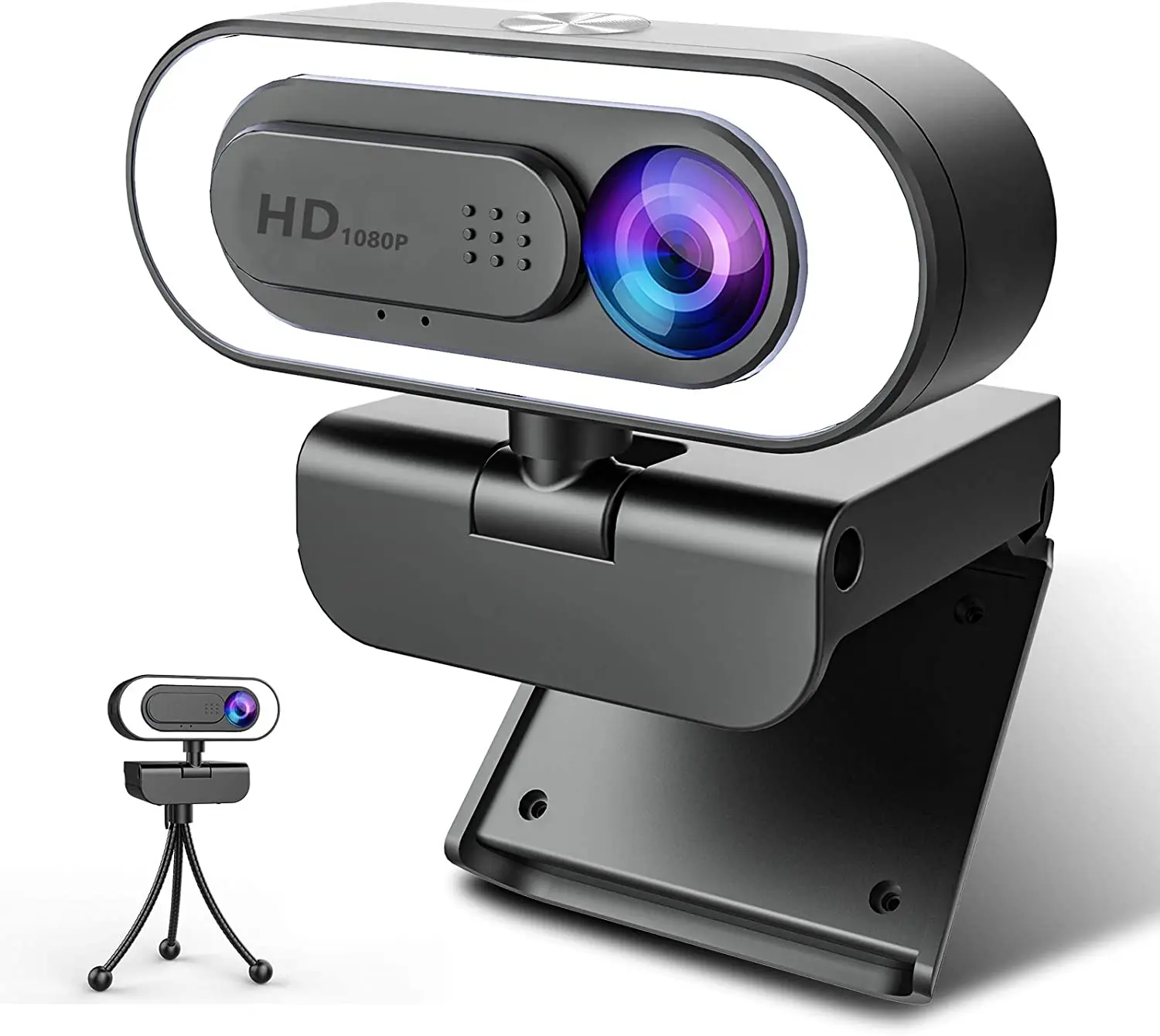 

Веб-камера NIYPS для ПК со встроенной подсветкой, штативом и крышкой для конфиденциальности, веб-камера для настольного ПК/ноутбука, USB