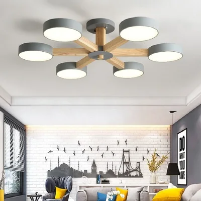 Скандинавская деревянная люстра лампы 3/6/8 светодиодный ные люстры для гостиной и