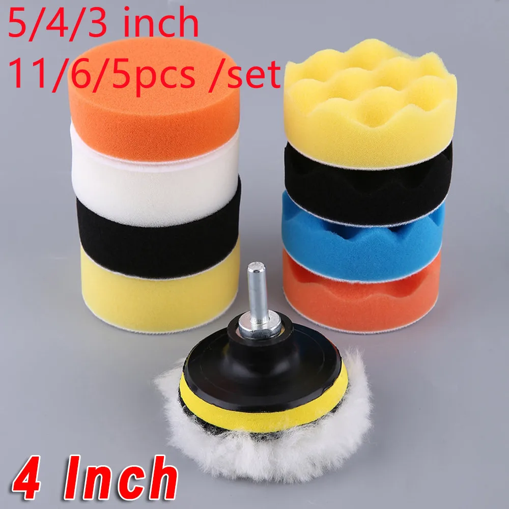 

11/6/5pcs/Set 5/4/3 Inch Gross Polishing Buffing Pad Kit Car Polishing Buffer Drill Adapter For Car Polishing And Buffing