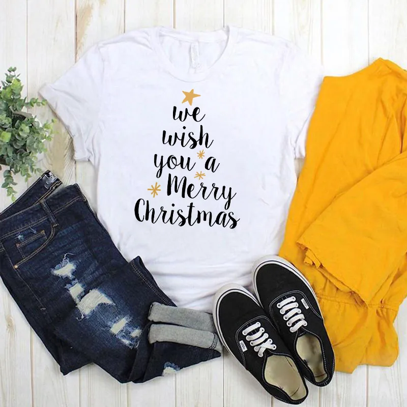 Женский топ с графическим принтом снежинок звездная елка мы желаем вам