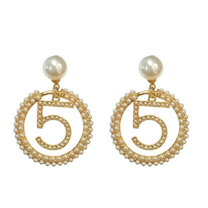 Спринтом Цифры 5 Стиль большой заявлением падение Подвеска кристалл серьги для