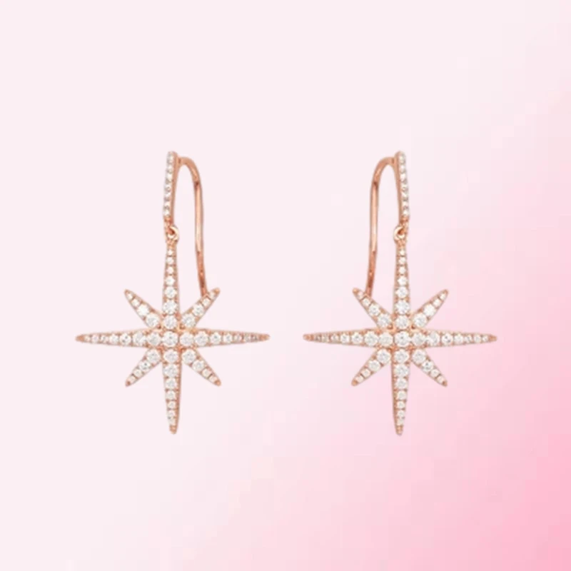 

925 Sterling Silver Custom Asymmetric Fashion Rose Gold Earrings RE8540OX