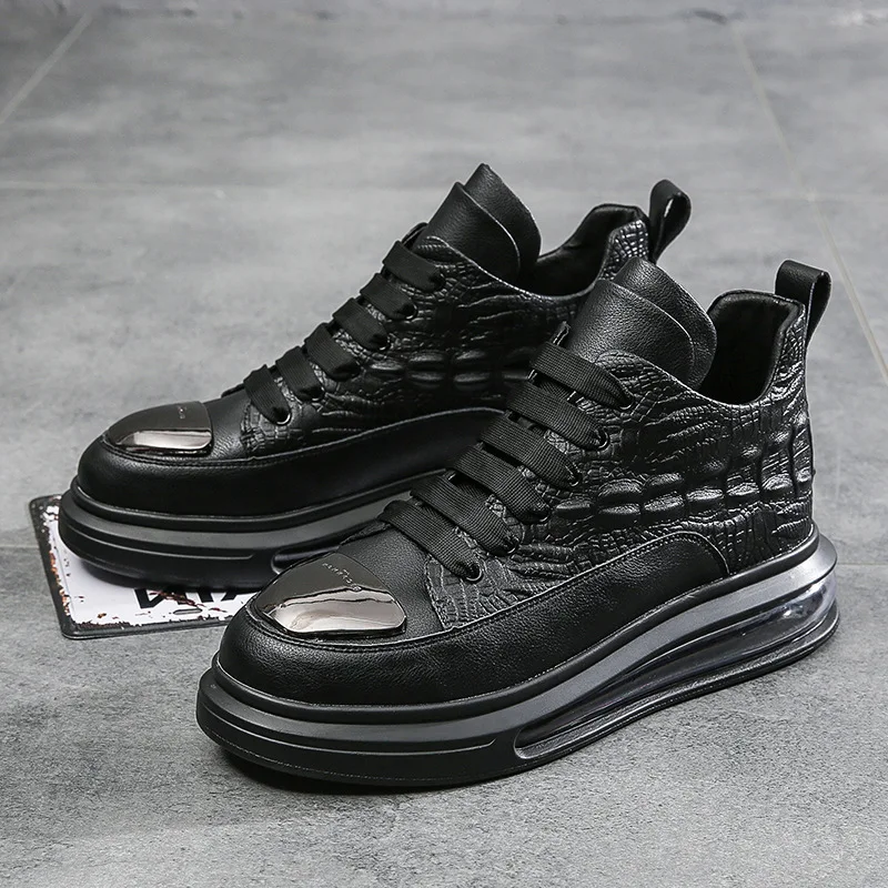 Online Sepatu Lari Pria Desain Merek Nyaman Bersirkulasi Sneakers Chunky Atas Tinggi Sepatu Olahraga Massgae Pria Kulit Asli Fashion