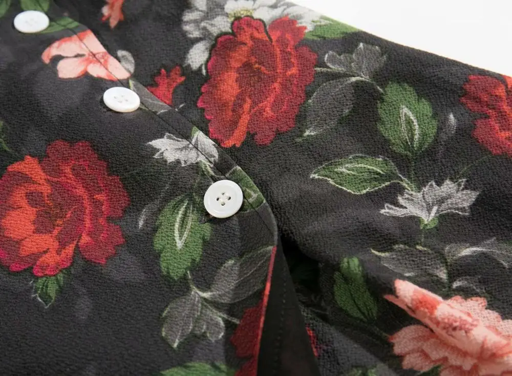 Bazaleas Франция Arles цветочный принт Черный vestido модное крепление галстук боковые