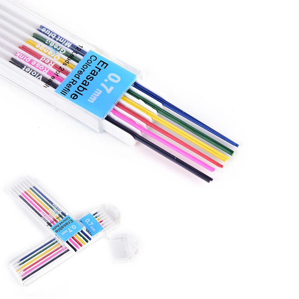 

6color 2pcs/color 0.7 mm Mechanical Pencil color lead Refill office & school writing Drawing supplies Colored