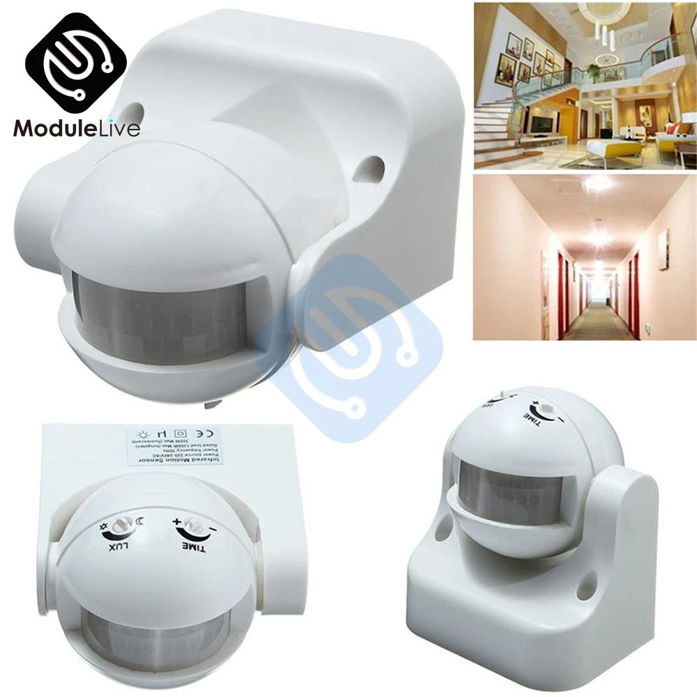 Белый наружный датчик движения PIR 180 градусов детектор для коридора прихожей