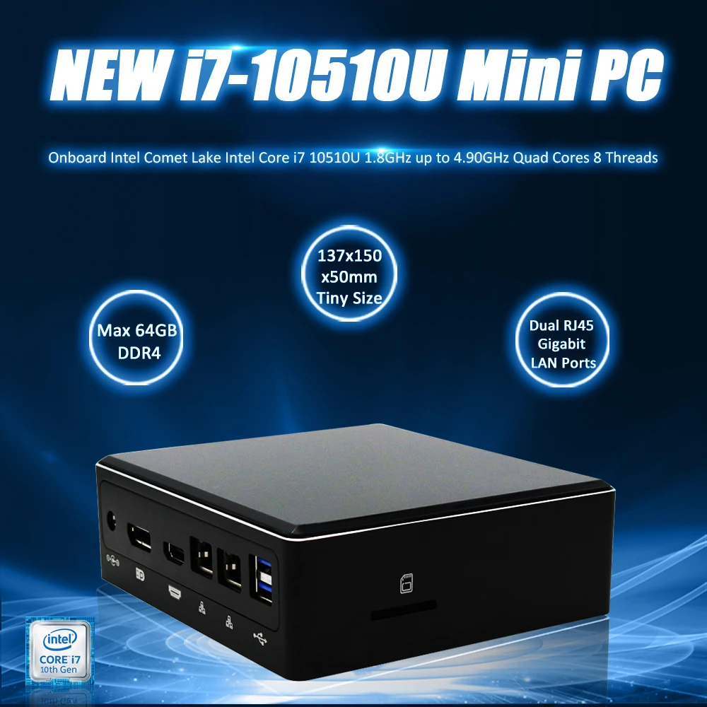 EGLOBAL новейший игровой компьютер 10T GEN I7 пк Core 10510U 64 Гб DDR4 M.2 NVME SSD AC WIFI Win10pro mini PC|Мини