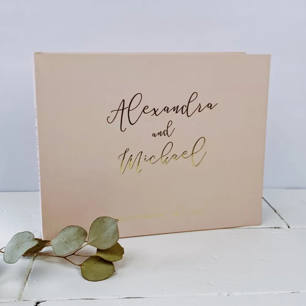 Настоящая Фольга Золотой Свадебный журнал розовая уникальная Гостевая книга