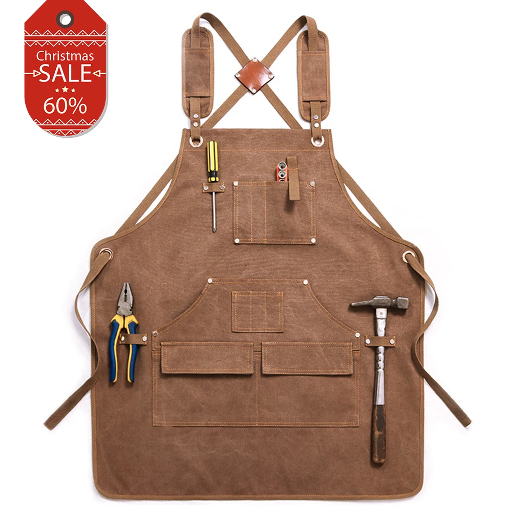 

Высококачественный холщовый фартук с логотипом на заказ, износостойкий, устойчивый к загрязнениям, плотный, парикмахерский фартук для обжа...