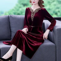 2021 fashion black red velvet 5xl plus size midi dresses fall winter casual loose dresses women elegant bodycon party vestidos