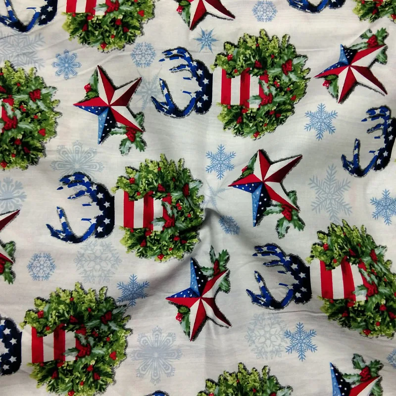 Рождественская Снежинка олень венок с принтом хлопковая ткань Лоскутное детское