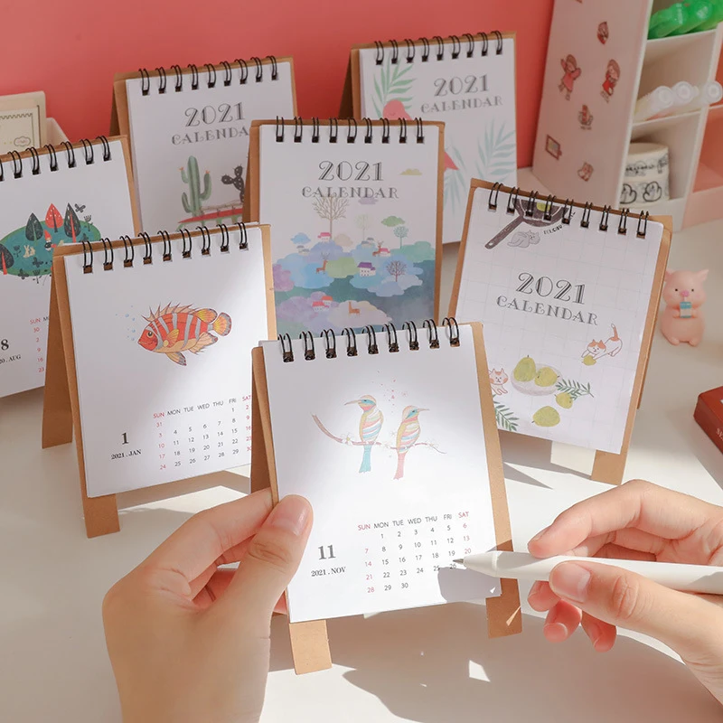 

2021 Simple mini desktop cute desk calendar small fresh creative cartoon memo office notepad