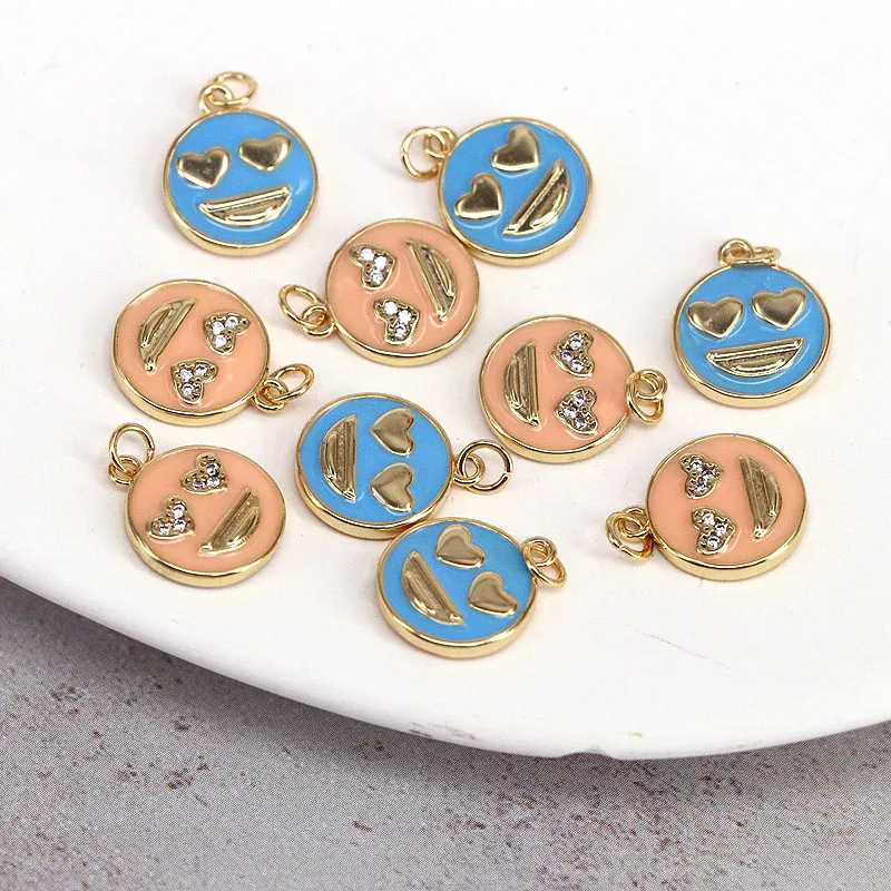 

10Pcs Lovely Smiling Face Shape Pendant Jewelry Findings Gold Color Charms Handmade Earring Necklace Accessory