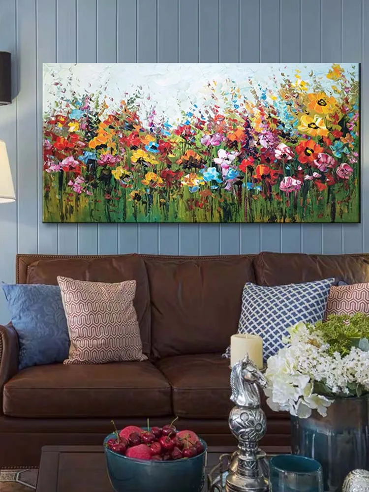 

Oil Painting on Canvas Handmade Abstract Thick Impasto Mixed Flower Field Art Cityscape Living Room Home Decor Drop Shipping