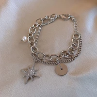 new chain bracelet for women anise star pearl stitching bracelet fashion pendant hip hop rock style alloy jewelry gifts